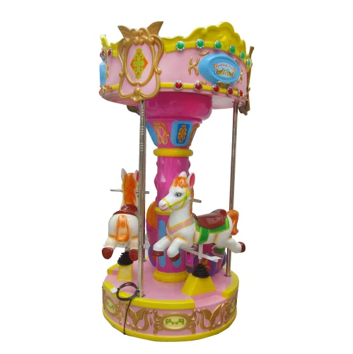 400W Electric Merry Go Round Kids Amusement Park Rides Yellow Carousel Rides For Sale