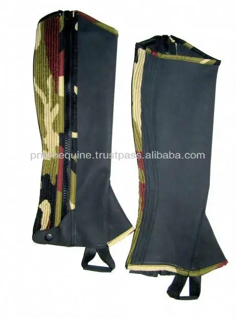 Ammara High Quality Leather Half Chaps Equestrian Western Style Printed Horse Riding Chaps