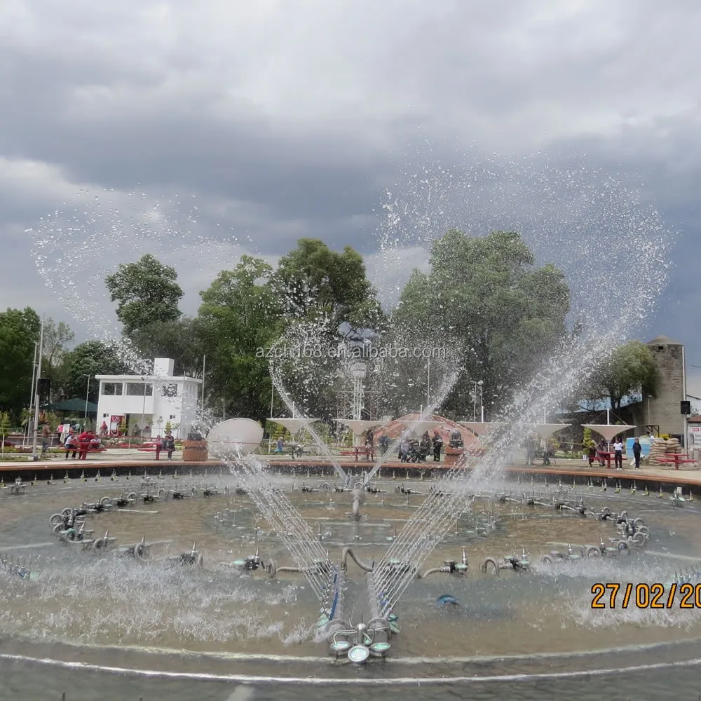 Mexico large stone garden fountain, large musical dancing water fountain with waterproof computer moving head light