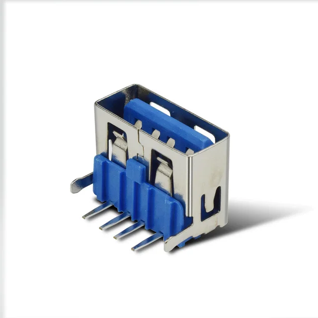 
4P Right Angle Type A USB 2.0 Female Connector AF DIP Type Connector for PCB Mounted 