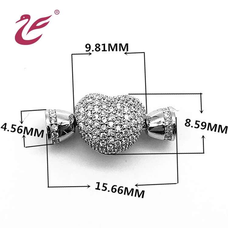 Fancy jewelry 925 sterling silver custom jewelry heart clasp manufacturer clasps for necklace and bracelet