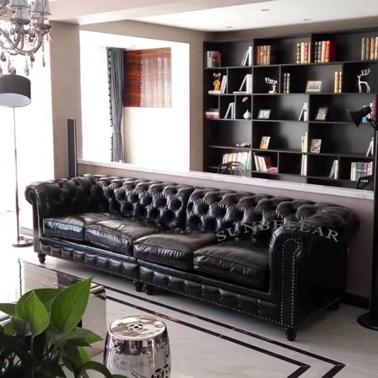 
office sofa genuine leather tufted chesterfield leather sofa sets for living room couch sofa 