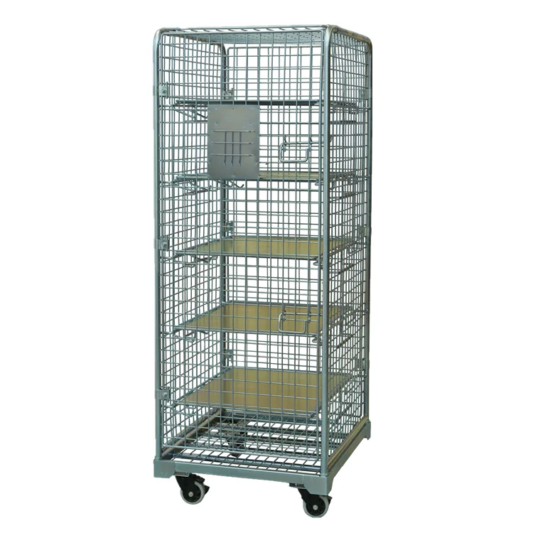 Warehouse transport demountable galvanized wire mesh roll container, rolling trolley, hand carts