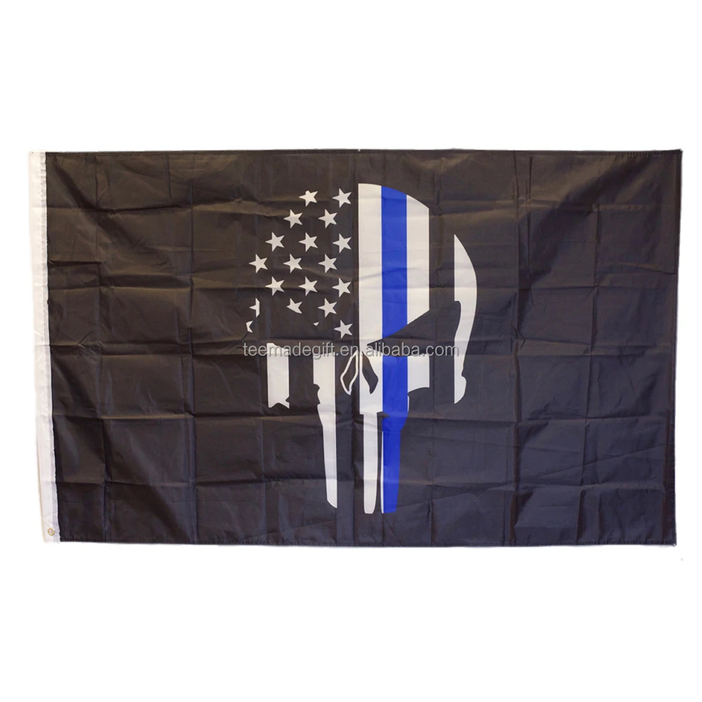
3x5 USA Police Punisher Memorial Thin Blue Line Flag 