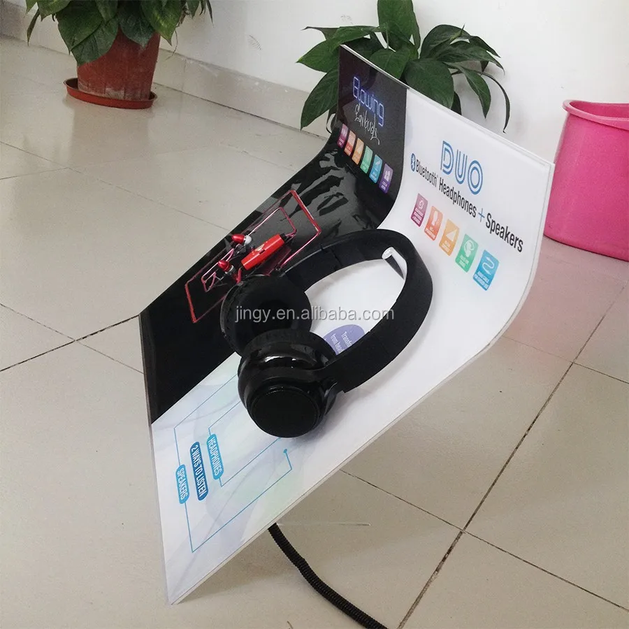 Factory custom white store counter exhibition pmma plexiglass speaker holder stand acrylic blueteeth headphone display stand