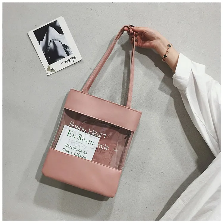 
2019 Tote Bag Style Women Clear Beach Shopping Bag Transparent PVC Jelly Bag 