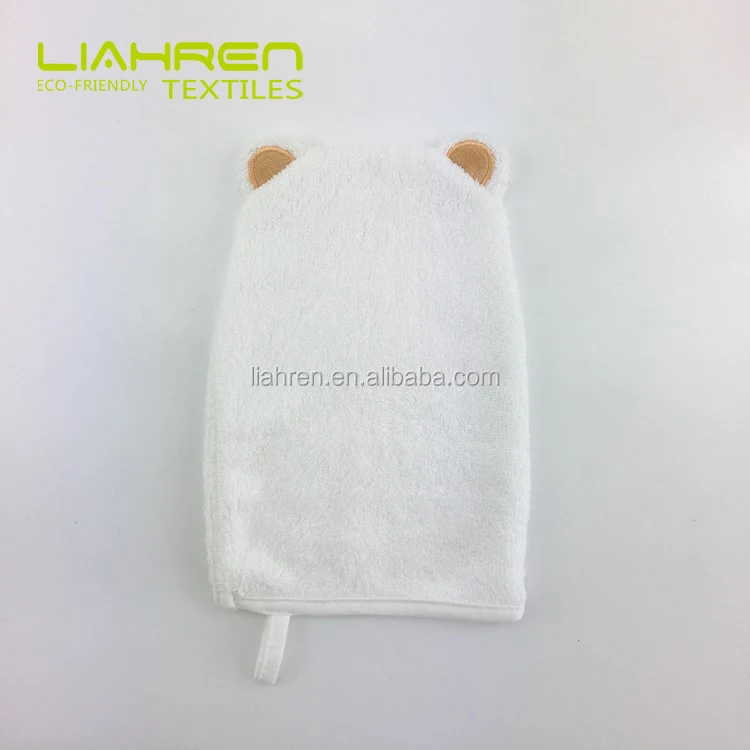Liahren organic bamboo baby bath mitten bath sponge glove with cute animal pattern