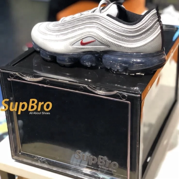 Hot selling dy152  high-end large black plastic shoe box with clear front drop door in Dymolding