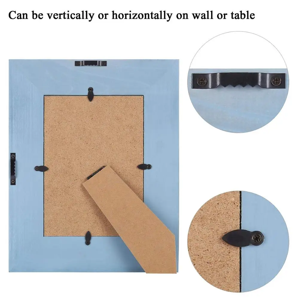 
2 Sets 5x7 Picture Frame, Rustic Wooden Blue Picture Frame for Farmhouse Decor-Made for Wall and Table Top Display 