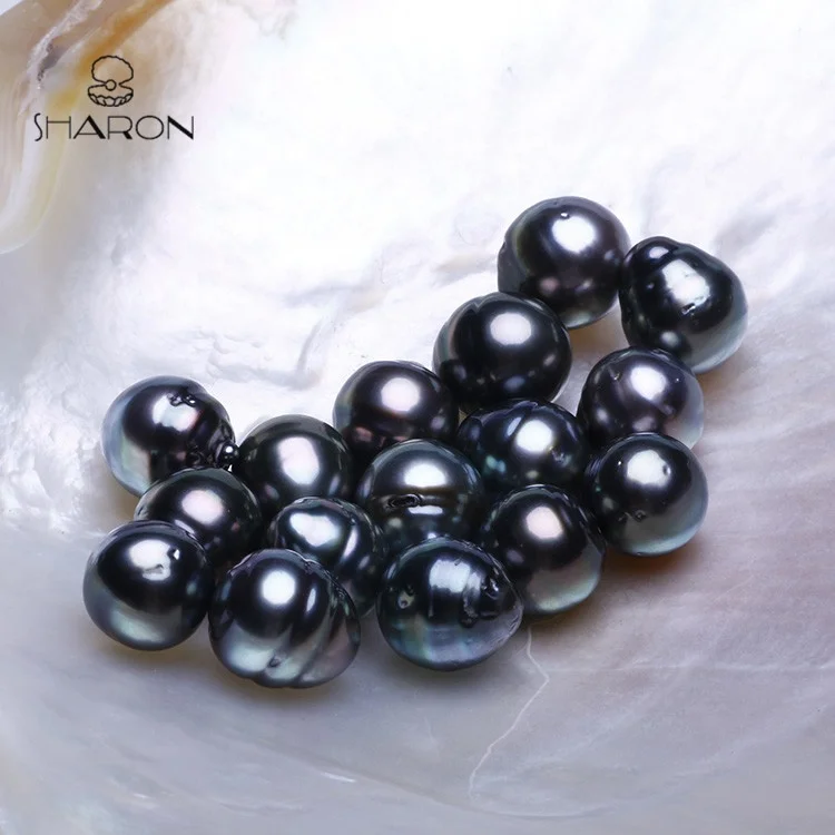 
High Luster 10-11mm Grade AA Near Round Drop Rice Black Seawater Tahitian Pearl 