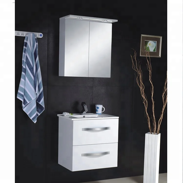 Simple Style Single Sinks PVC Bath Mirror Bathroom Cabinet Pillippines White Basin Vanity