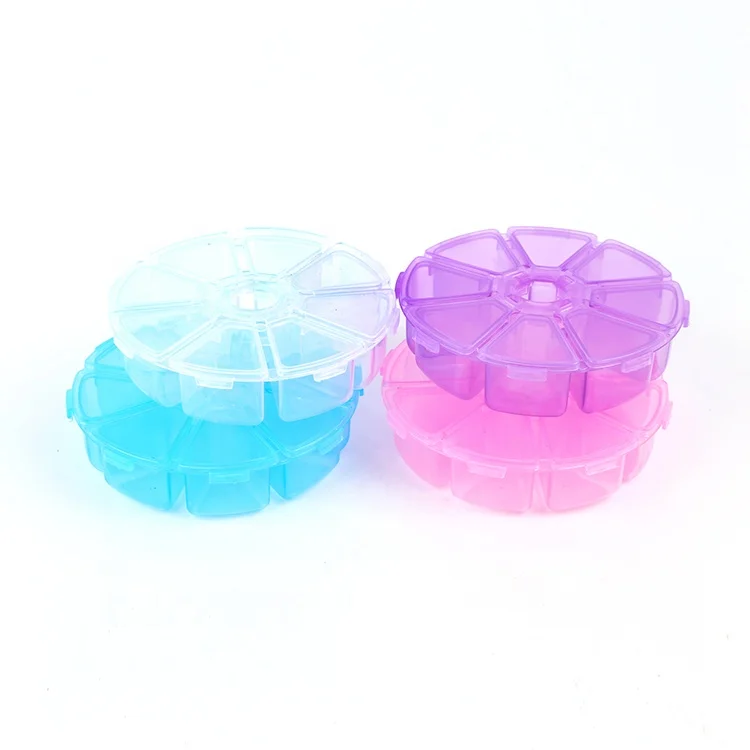 Excellent quality 8 grid round Diy diamond jewelry plastic box