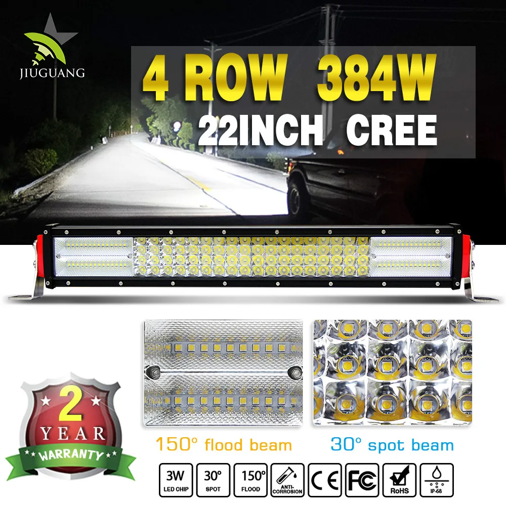 8D Отражатель 4 Ряд Offroad Запасных Частей 384 Вт 22 inch Эвакуатор Лодка Светодиодные Панели