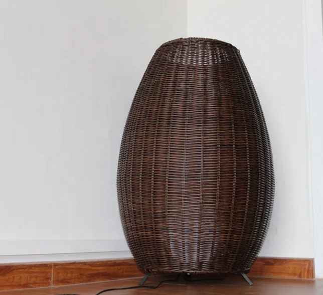 Современное украшение для отеля, светодиодный черный стоячий светильник, наружный Ретро ротанговый напольный светильник на штативе