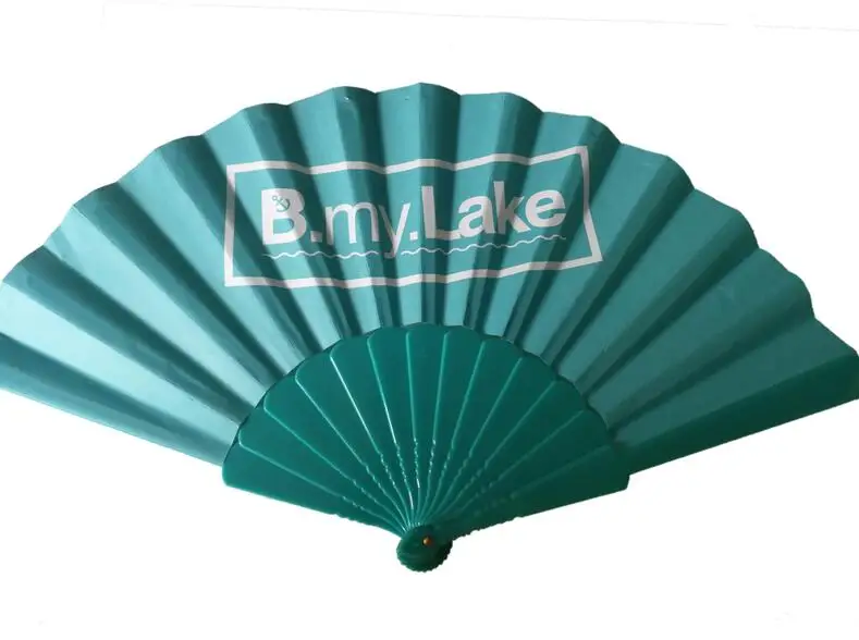 Customized Double Sizes Printing Paper Fan Plastic Hand