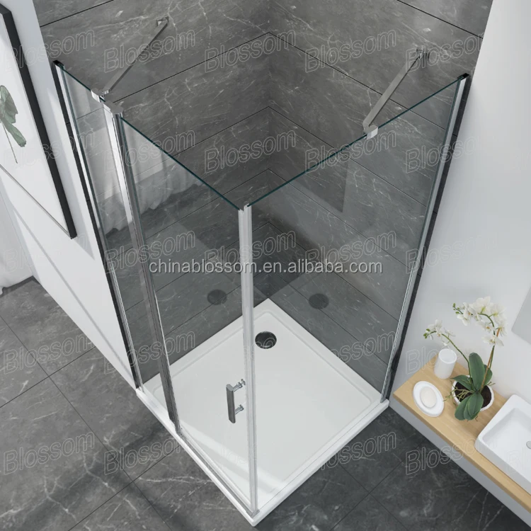 Blossom Deluxe Square Doccia Fiberglass Bathroom Pivot Hinged Folding Glass Cubicle Shower Stall Box,Shower Cabinet