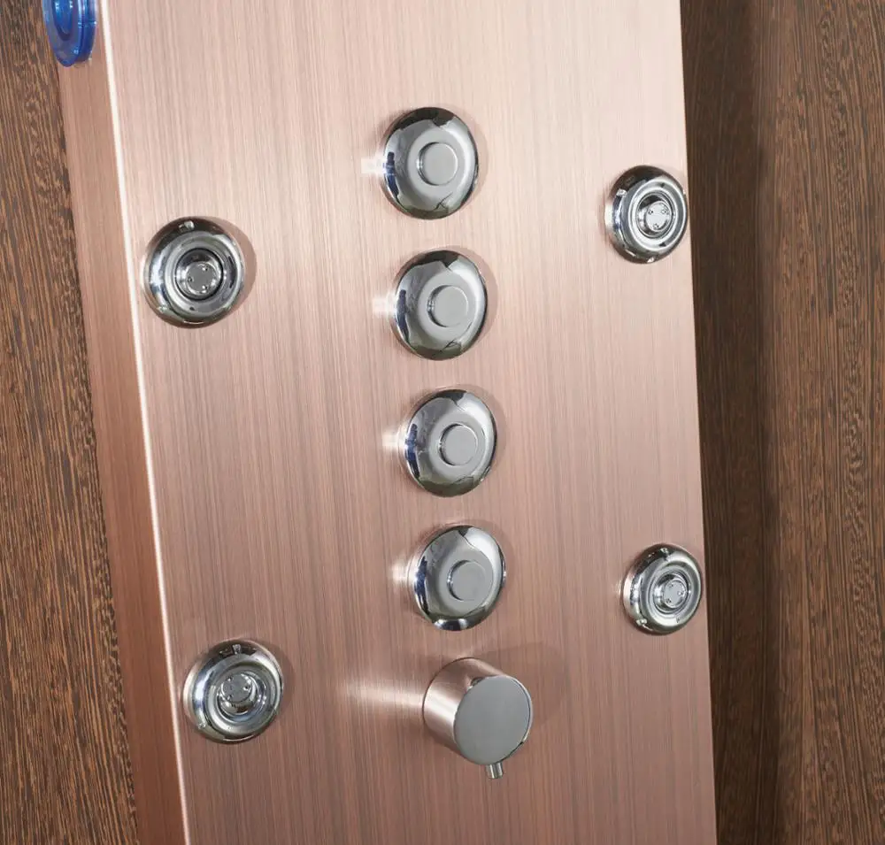 Golden Waterfall Shower Faucet Set Shower Column Tub Spout Hand Massage Jets Panel