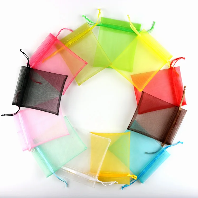 Factory price organza drawstring bag, organza gift bag, organza bag with logo printing