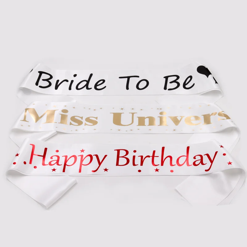Wholesale custom logo pageant bride to be birthday girl satin ribbon sash