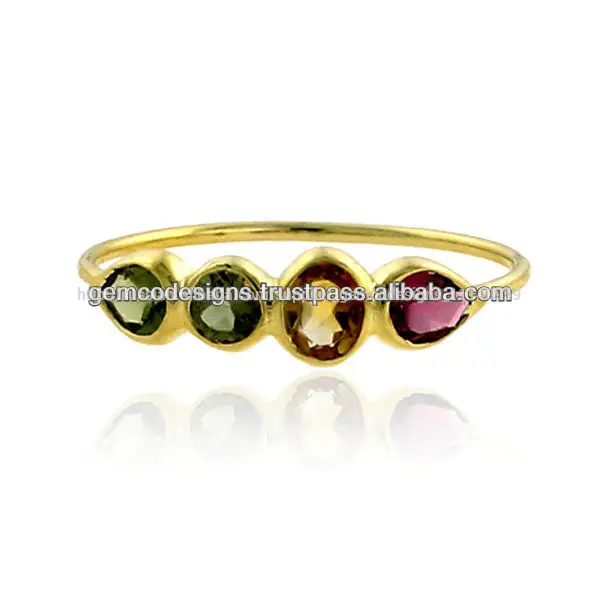 ободок турмалин 18k твердого желтого золота кольцо ювелирных изделий