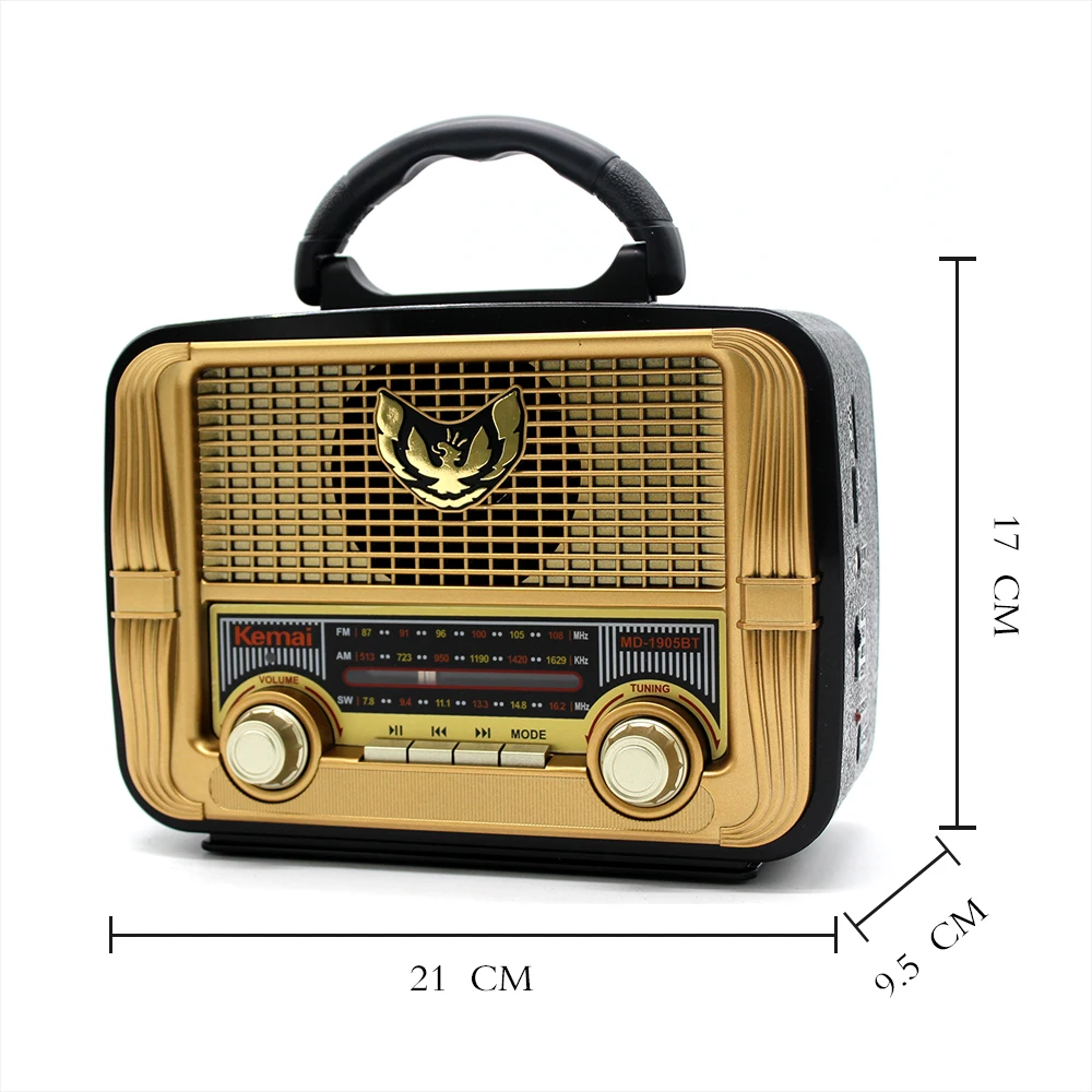 Kemai MD-1905BT Hmoe Speaker Antique Wooden USB TF Dab Radio