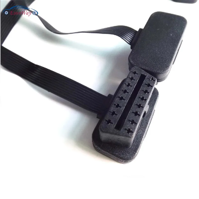 Ultra Thin High Quality OBDII Extension Cables Right Angle OBD II 2 16 PIN Y Splitter Cable 1 Male to 2 Female OBD Socket Plug