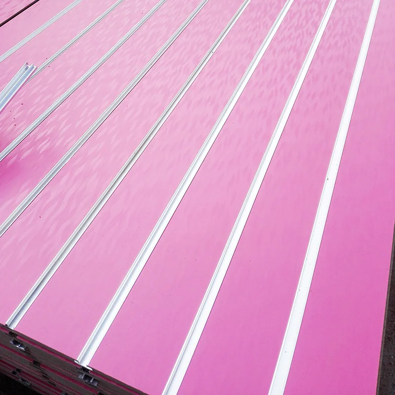 New design !!!and Pink color for price 15mm18mm Slatwall panel/slotted MDF melamine mdf for Shelves display