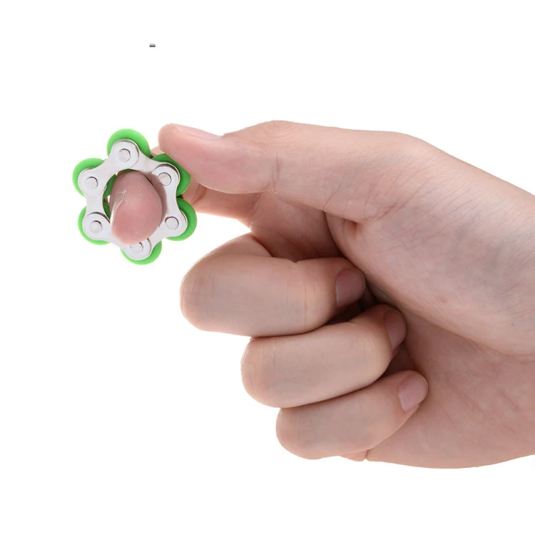 Trending Products Silicone Metal 6 Links Round Bike Chain Toy Adults Hand Spinner Metal Fidget Toy 6 links