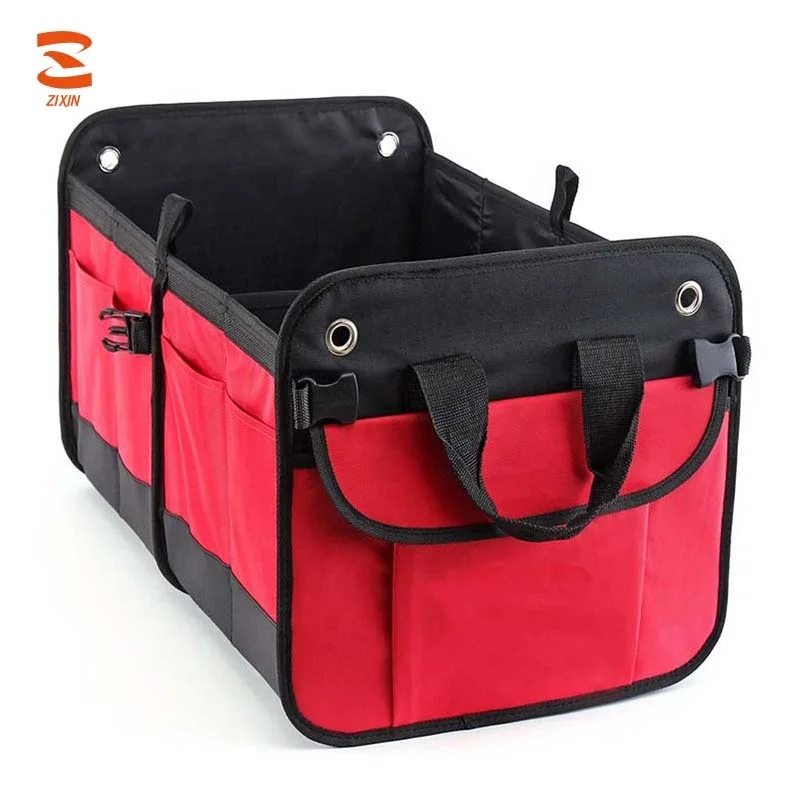 
Red Travel Universal Fit Folding Car Trunk Storage Box Auto Trunk Organizer for Grocery 