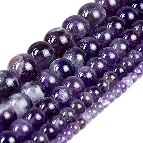 High quality Purple Color Amethyst Beads DIY Loose Natural Stone Beads for Jewelry Making 4-12mm size