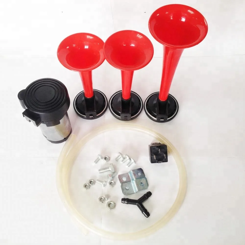 Triple trumpets air horn with compressor for cars