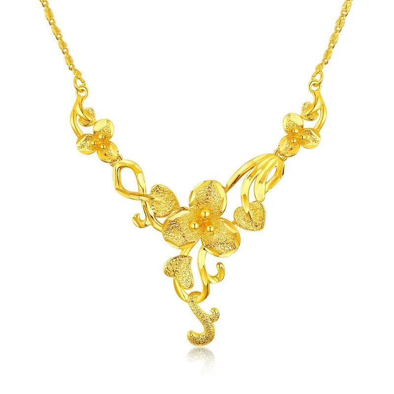 YK Vietnam Hot Sale  Bridal Accessories Fashion Simple 18K Copper Plated Gift Flower Necklace Jewelry