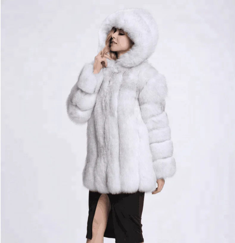 Wholesaler Long Chinchilla Fur Coat Hooded Plus Size White Black For Women Men