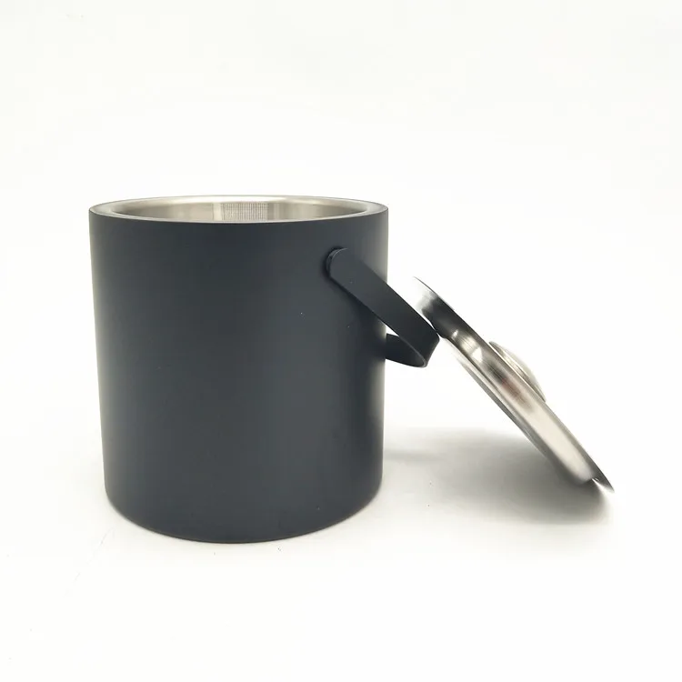 
Black Painting Double Wall With Lid Stainless Steel Ice Bucket,Wine Cooler 