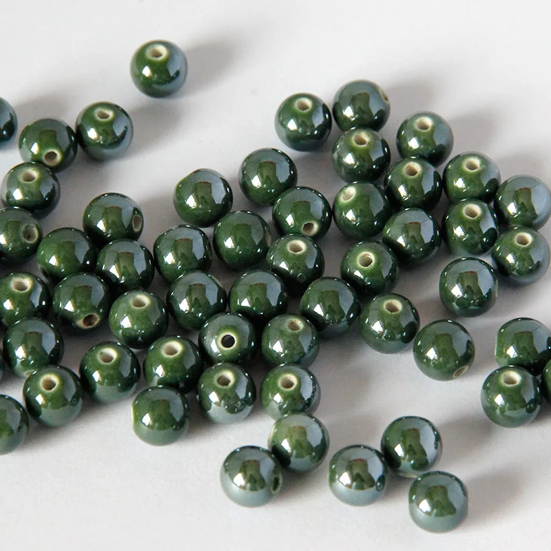 10mm pinkycolor glaze Porcelain Round Ceramic Beads For Jewelry Making Decorative Diy Bicone Pattern Beading Wholesale