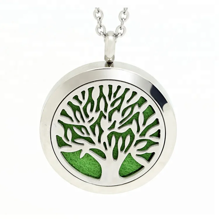 
Aroma Perfume Locket Essential Oil Diffuser Jewelry 316L Stainless Steel Aromatherapy Tree Of Life Diffuser Necklace Pendant  (60730375044)