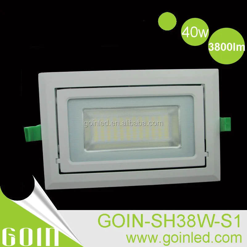 
Ip44 rectangular shape gimbal led down lights 30w 40w 50w 60w hotel,shop,commerical grille recessed downlight 