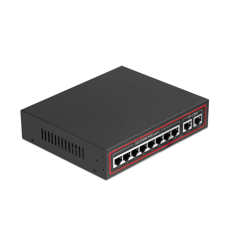  10/100 м 8 портов POE + 2 порта 100Mbs сетевой коммутатор питания через Ethernet для IP ptz CCTV камера