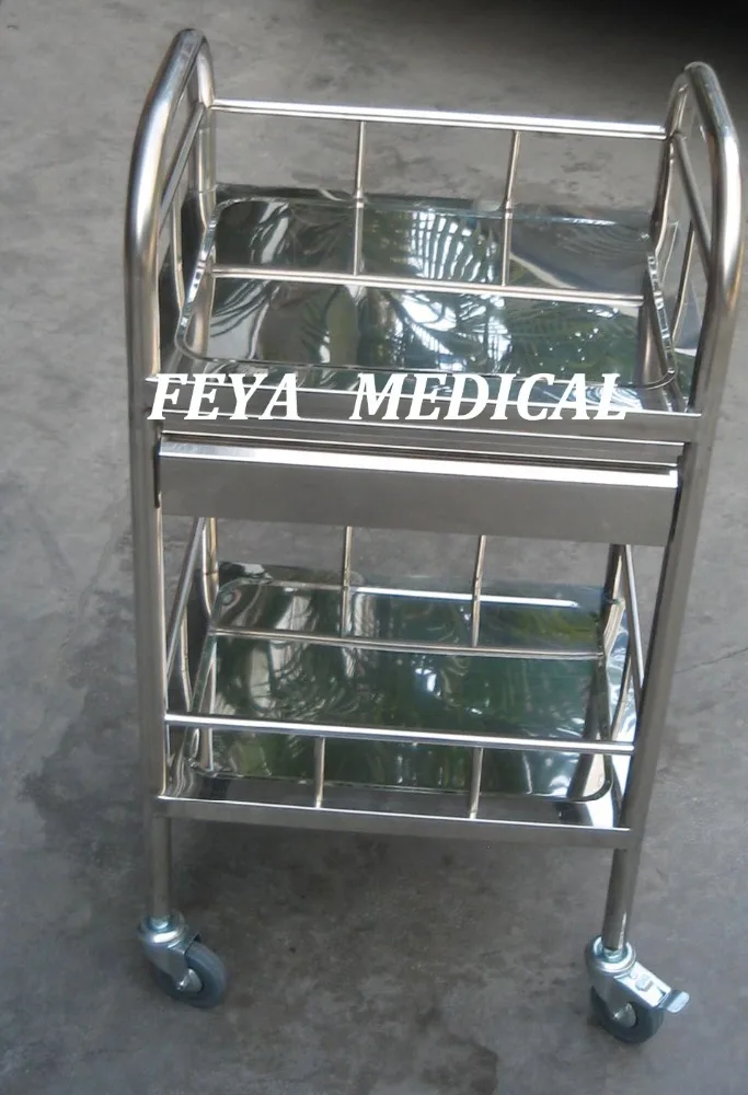FY-E004 Best Selling ECG Trolley Stainless Steel Medical Cart with One Drawer