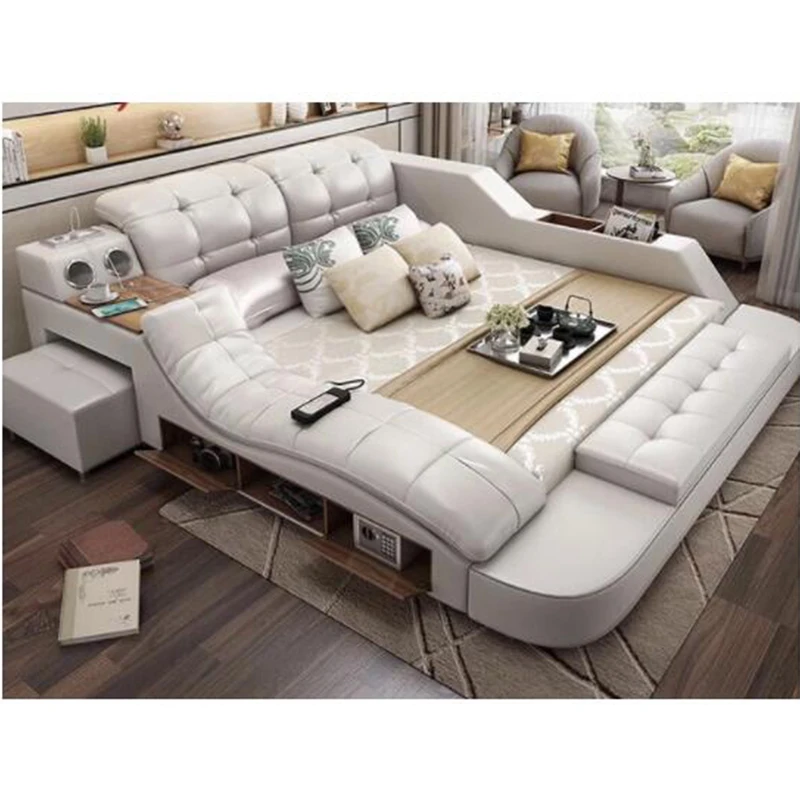 multifunctional massage music with storage box function  leather bed