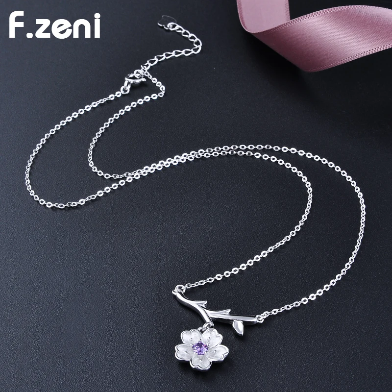 925 Sterling Silver Statement Women  Jewelry, 18k White Gold Plated Custom  Fashion Tassel Flower Pendant Necklace