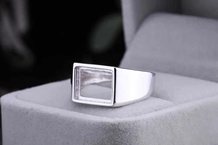 925 Sterling Silver Adjustable Ring Blank For Inlay Jewelry Making Women Square Smooth Empty Rings Base Tray DIY Accessories