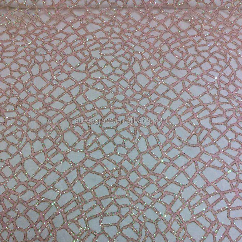Wholesale african glitter tulle lace fabric for party and wedding dress