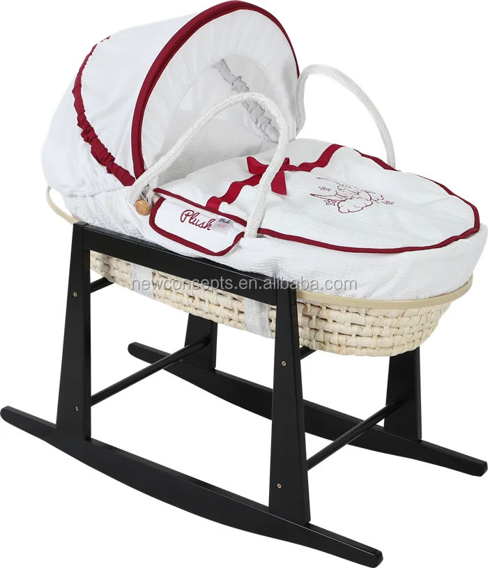 2016 fashion handmade straw weaving portable baby carrying moses basket with rocking stand