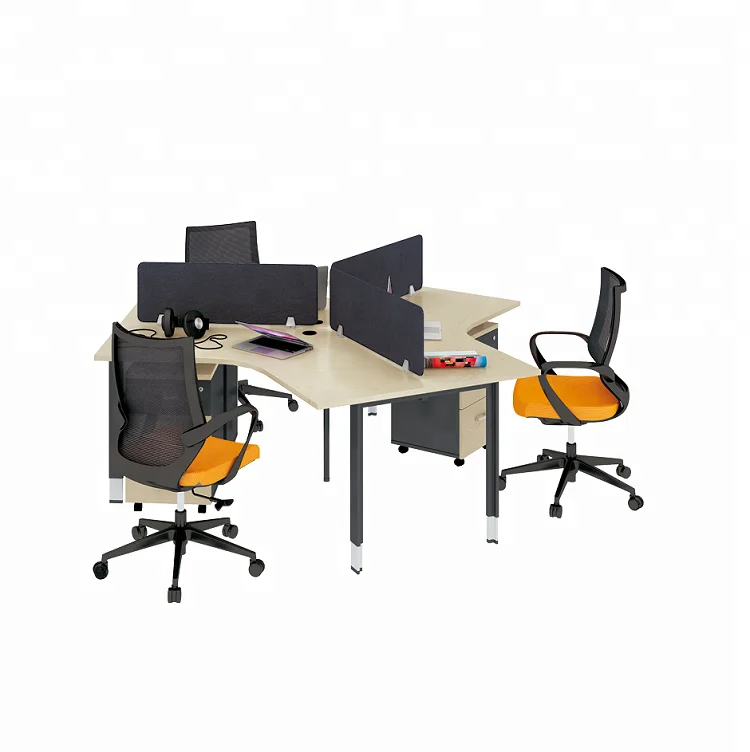 Modular 3 person Computer wooden Triangle Office Furniture work station workstation pc working desk tables and chair set