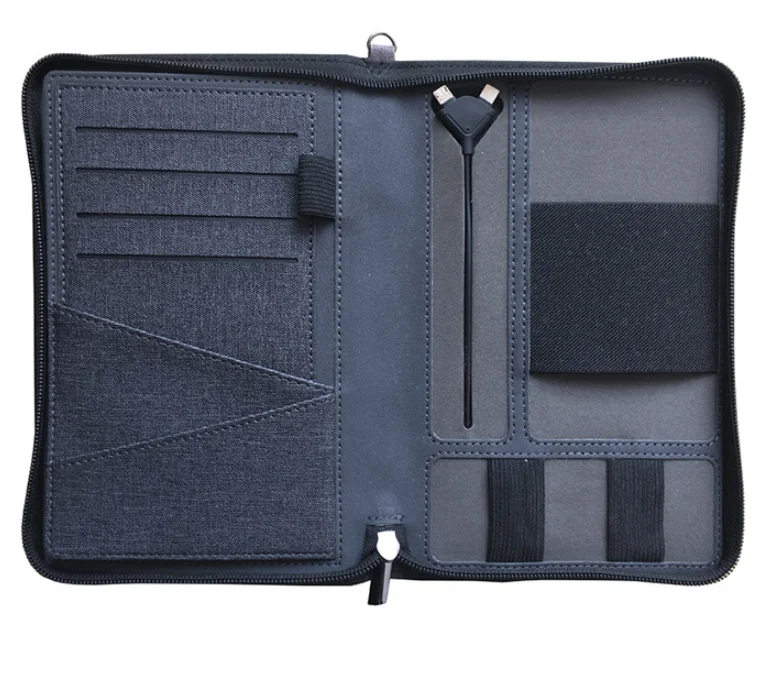 RFID blocking mens leather wallet card holder travel wallet with power bank