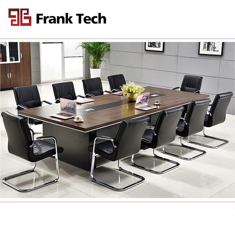 Modern Luxury Big Boardroom Rectangular 10 Person Black Conference Table for 5m