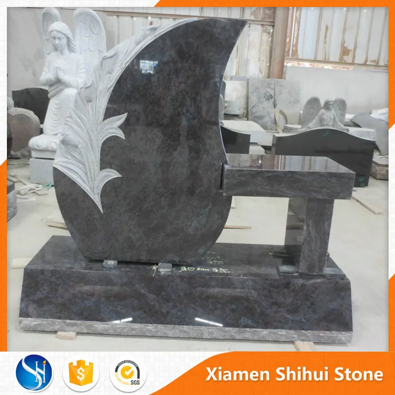 Quality Bench Tombstone Indian Black Granite Headstone