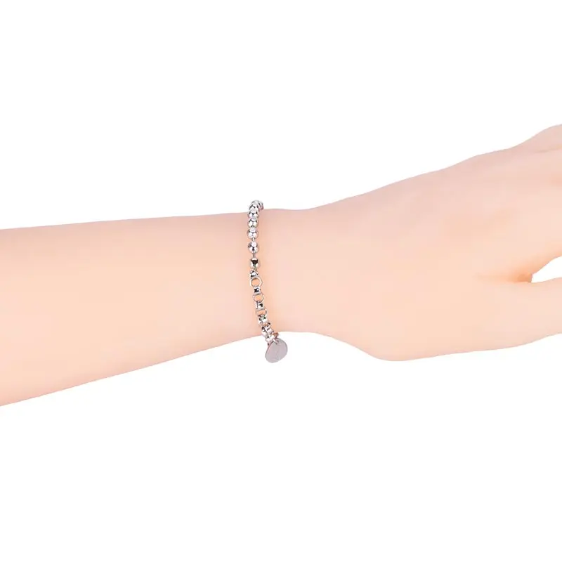 Wholesale Pure Titanium Charm Ball Bead Link Chain Bracelets