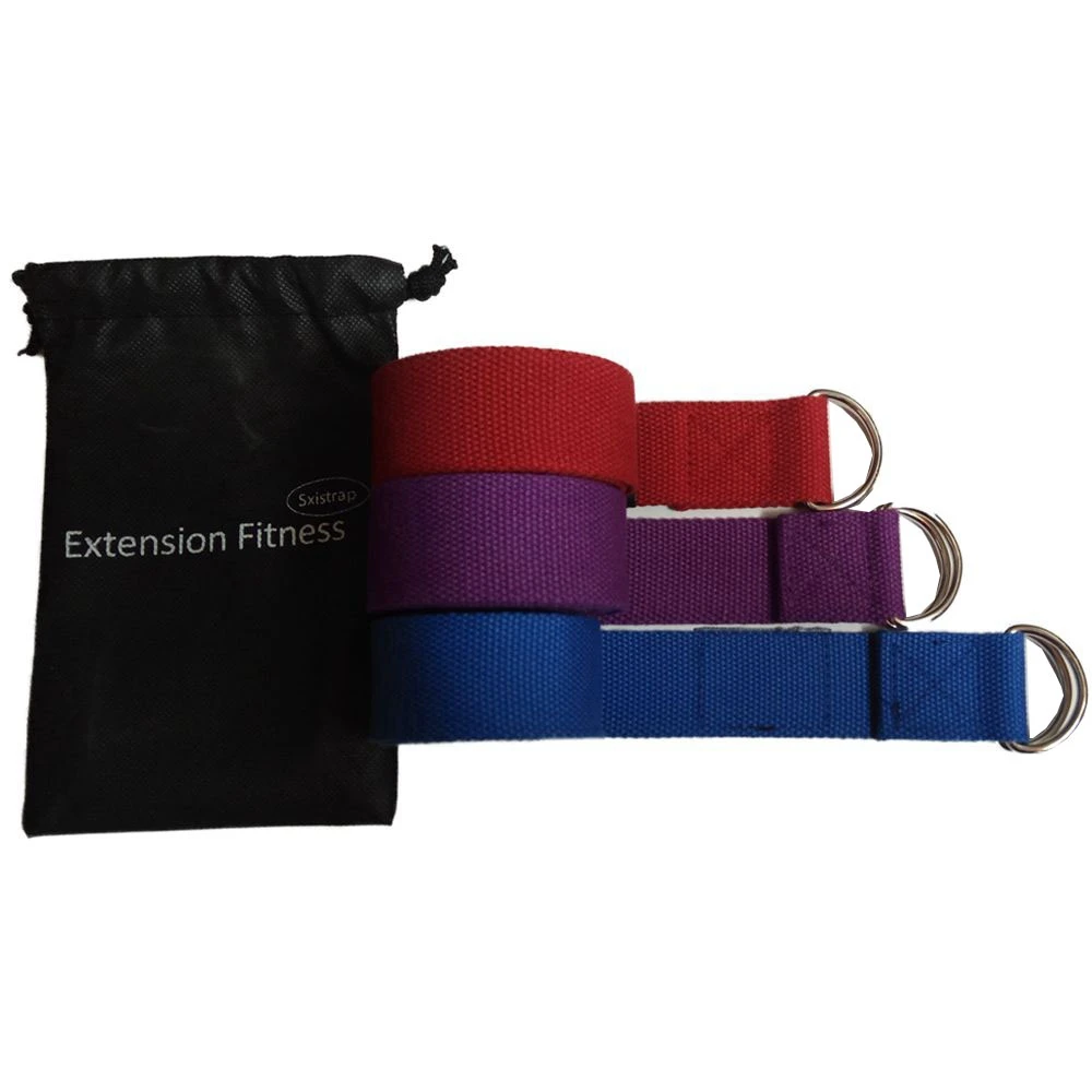 Custom design  logo Cotton yoga straps and yoga belt with 2 D-rings